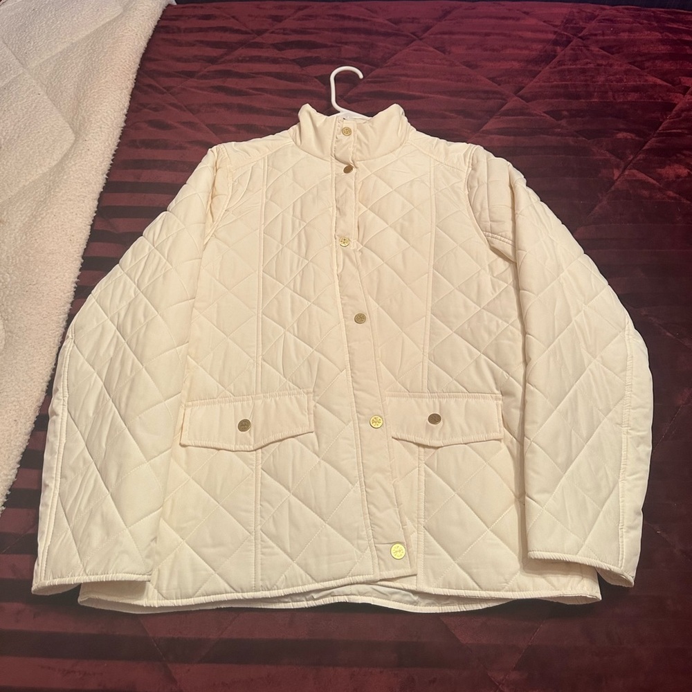 tory burch ivory puffy quilted jacket
